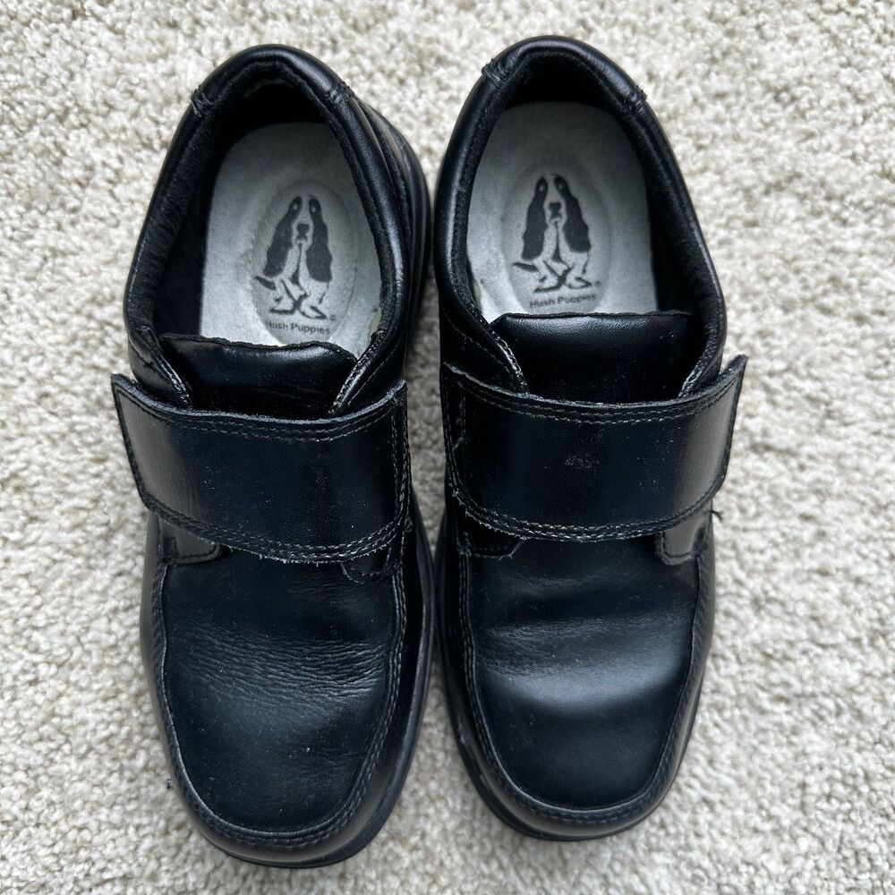 Hush Puppies Black Leather Dress Shoes Youth Size 13.5 W